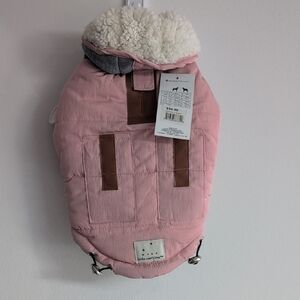 Super Cute & Cozy Pink, Cream, Tan Warm Dog parka Winter coat Size xs. NWT